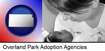 an adopted baby with its adoptive mother in Overland Park, KS